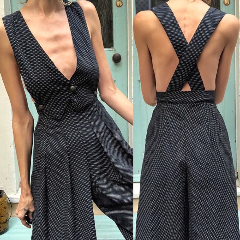 Vintage polka dot culotte jumpsuit